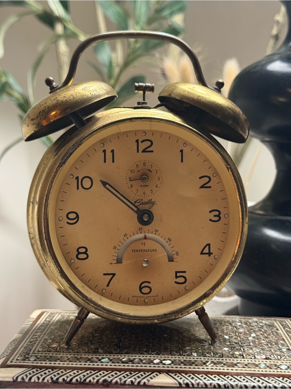 VTG German Bradley Brass Tone Alarm Clock